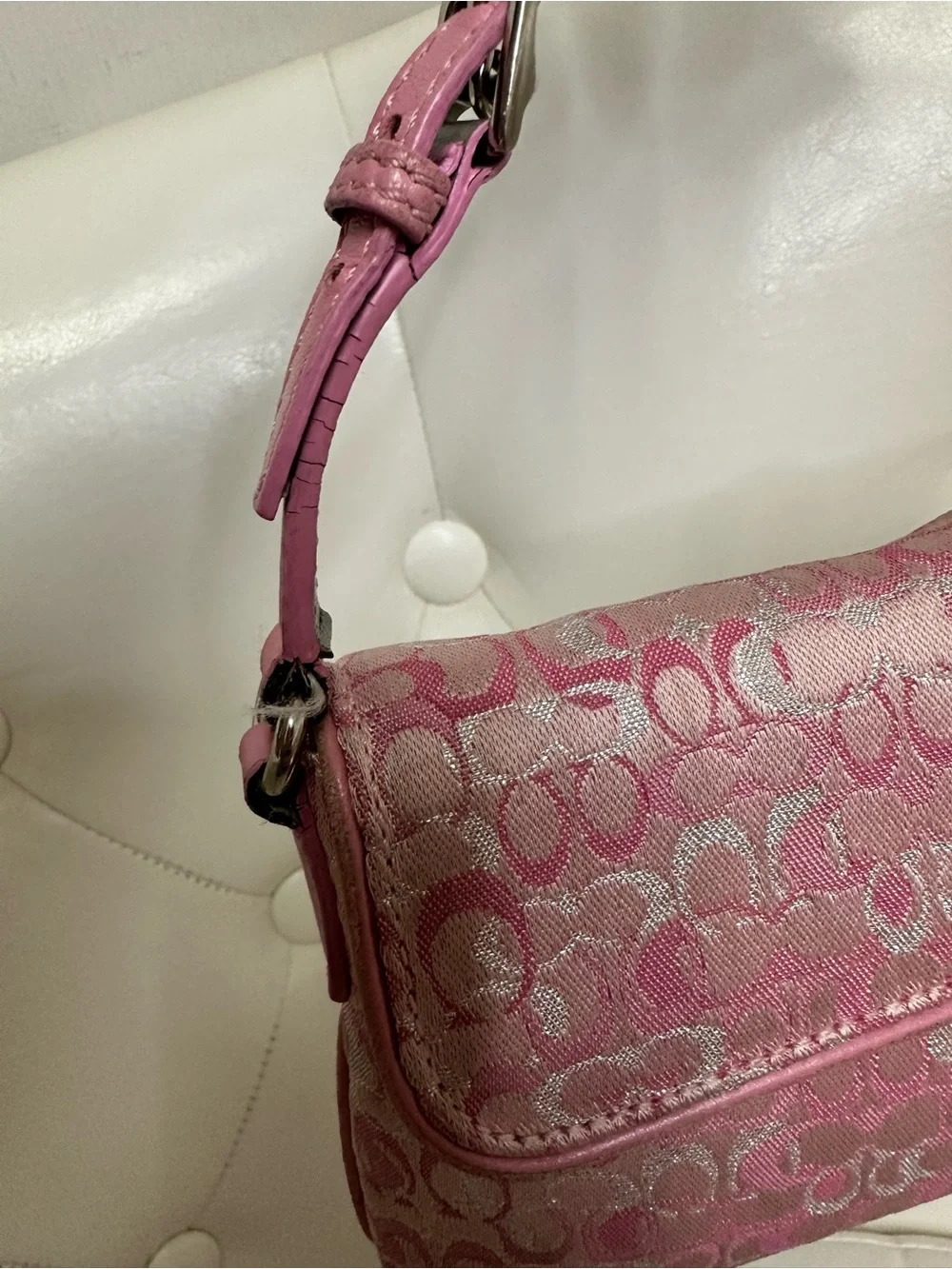 Coach Pink Signature Jacquard Shoulder Clutch